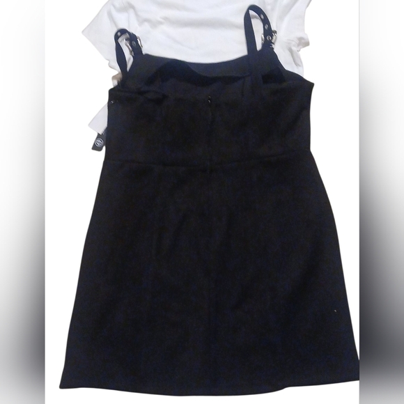 As u wish Clothing -NWT, 2pc Set Black Faux Suede Jumper Zipper In Back, Buckles - Picture 6 of 11